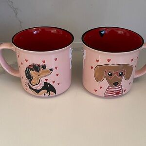 2 Spectrum Designz Valentine Dachshund Ceramic Mugs NWT